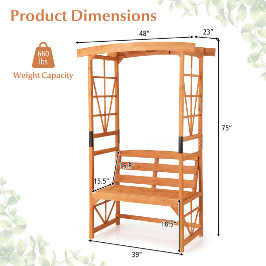 6.2 Feet Tall Patio Garden Arbor with Pergola and 2-Seat Bench for Garden Lawn Backyard Decoration-Yellow LuxuryLifeWay Online Store