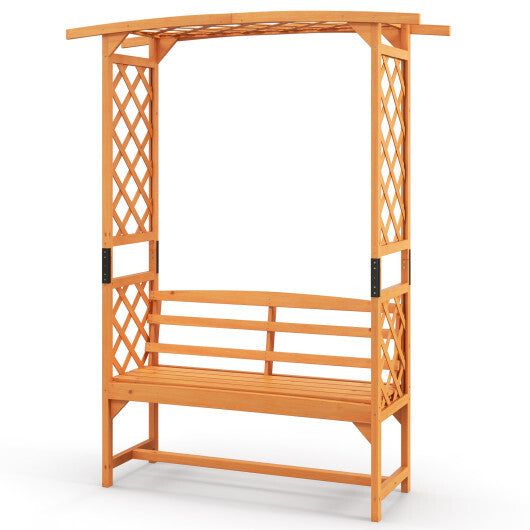 6.5 FT Tall Patio Garden Arbor with Pergola and 2-Seat Bench for Garden Backyard Decoration-Yellow LuxuryLifeWay Online Store