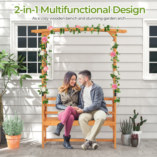 6.5 FT Tall Patio Garden Arbor with Pergola and 2-Seat Bench for Garden Backyard Decoration-Yellow LuxuryLifeWay Online Store