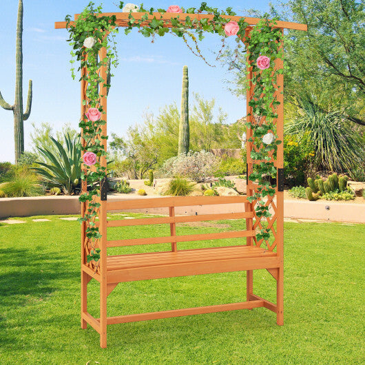6.5 FT Tall Patio Garden Arbor with Pergola and 2-Seat Bench for Garden Backyard Decoration-Yellow LuxuryLifeWay Online Store