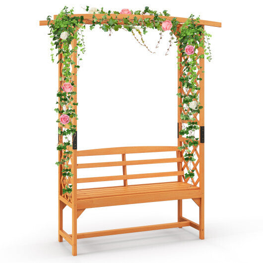 6.5 FT Tall Patio Garden Arbor with Pergola and 2-Seat Bench for Garden Backyard Decoration-Yellow LuxuryLifeWay Online Store