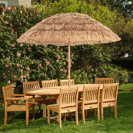 6.5 Feet Thatched Tiki Umbrella with Foldable Stand Push Button Tilt-Natural LuxuryLifeWay Online Store