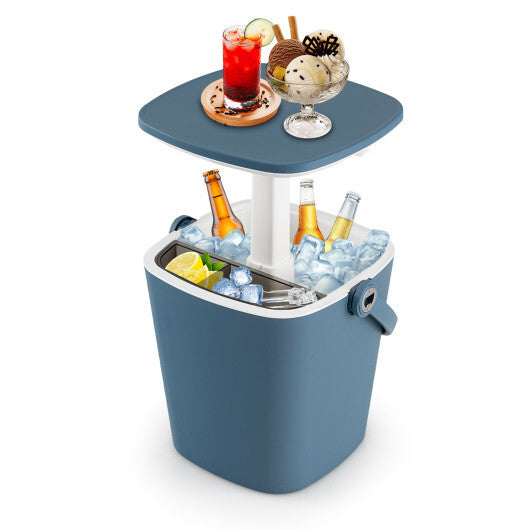 3-in-1 Portable Cooler Bar Table with Bottle Opener and Lift Top Lid for Camping Poolside-Blue - Color: Blue LuxuryLifeWay Online Store