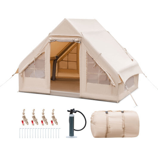 Inflatable Camping Tent 2/4/6 People Glamping Tent for Family Camping with Pump-Beige LuxuryLifeWay Online Store
