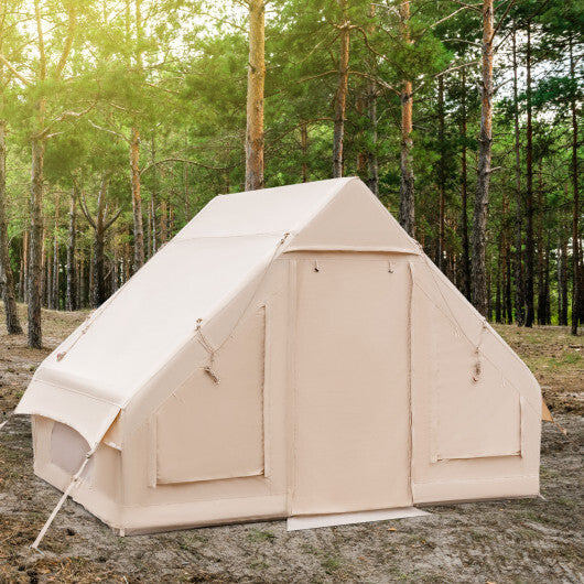 Inflatable Camping Tent 2/4/6 People Glamping Tent for Family Camping with Pump-Beige LuxuryLifeWay Online Store
