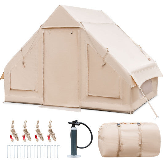 Inflatable Camping Tent 2/4/6 People Glamping Tent for Family Camping with Pump-Beige LuxuryLifeWay Online Store