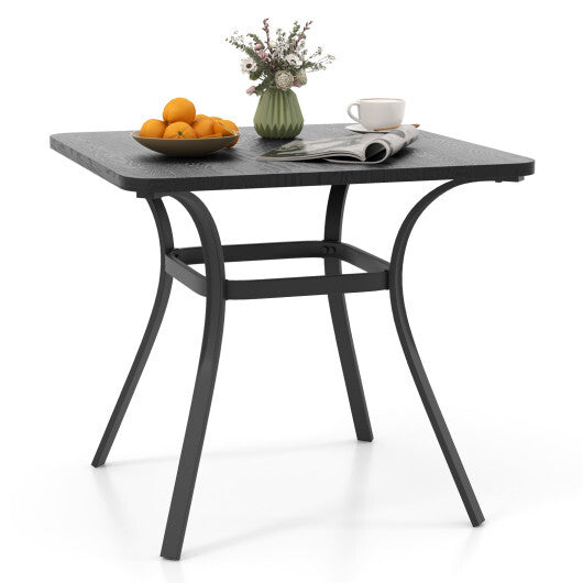 32 Inch Patio Dining Table Metal Square Table for Dining with 4 Curved Legs-Gray LuxuryLifeWay Online Store