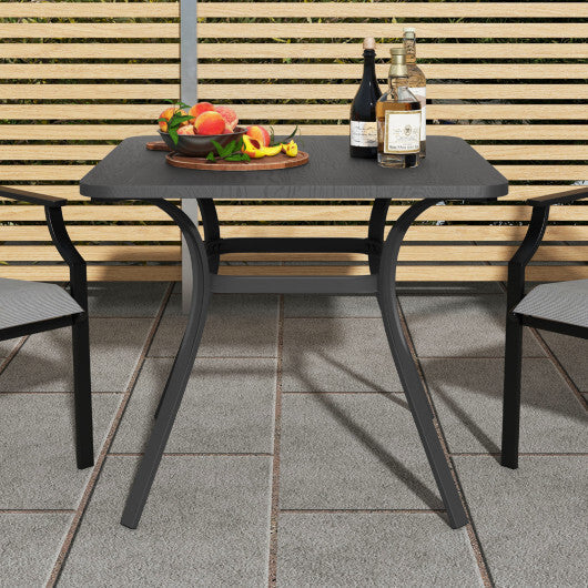 32 Inch Patio Dining Table Metal Square Table for Dining with 4 Curved Legs-Gray LuxuryLifeWay Online Store