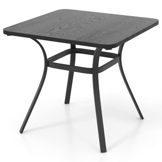 32 Inch Patio Dining Table Metal Square Table for Dining with 4 Curved Legs-Gray LuxuryLifeWay Online Store