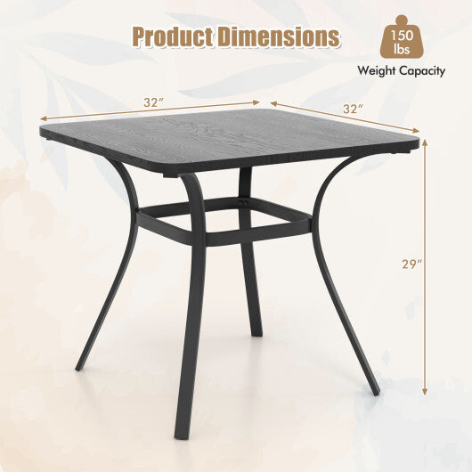32 Inch Patio Dining Table Metal Square Table for Dining with 4 Curved Legs-Gray LuxuryLifeWay Online Store