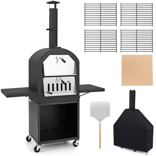 Outdoor Pizza Oven with Protective Cover and Grill Racks and Built-in Thermometer LuxuryLifeWay Online Store