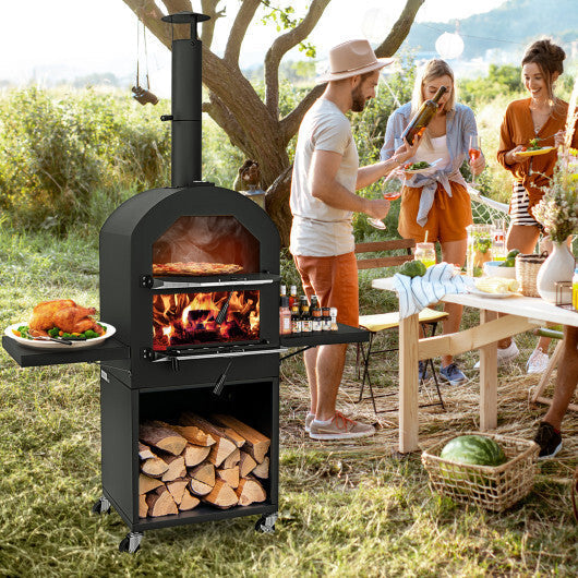 Outdoor Pizza Oven with Protective Cover and Grill Racks and Built-in Thermometer LuxuryLifeWay Online Store