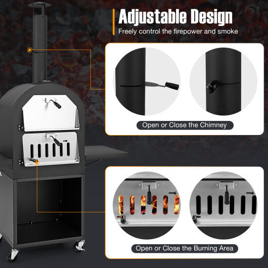 Outdoor Pizza Oven with Protective Cover and Grill Racks and Built-in Thermometer LuxuryLifeWay Online Store