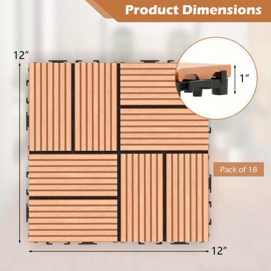 18 Pieces 12 x 12 Inch All Weather Interlocking Deck Tiles-Gray LuxuryLifeWay Online Store