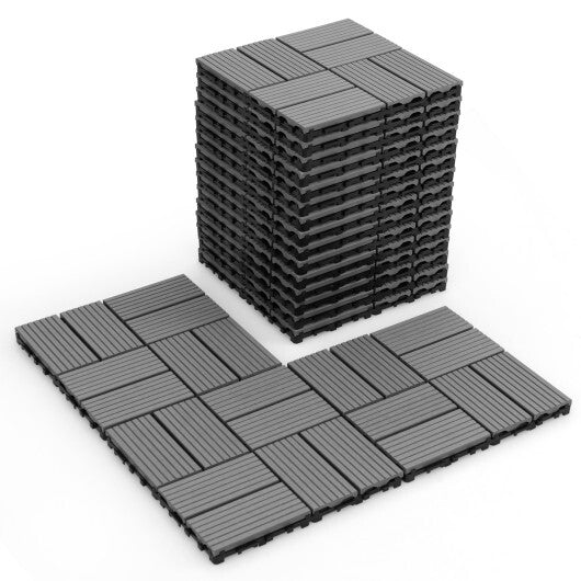 18 Pieces 12 x 12 Inch All Weather Interlocking Deck Tiles-Gray LuxuryLifeWay Online Store