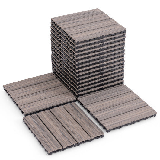 18 Pieces 12 x 12 Inch Interlocking Deck Tiles for 1.7m Total Splicing Area-Brown