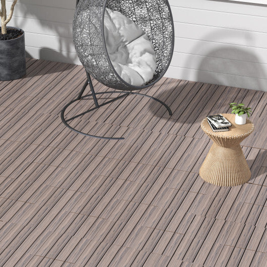 18 Pieces 12 x 12 Inch Interlocking Deck Tiles for 1.7m Total Splicing Area-Brown