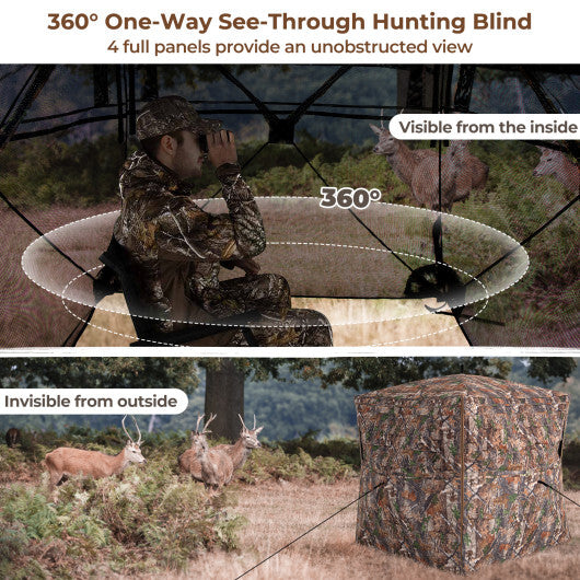 Hunting Blind 360 Degree One-Way See-Through Ground Blind for 2-3 Person LuxuryLifeWay Online Store