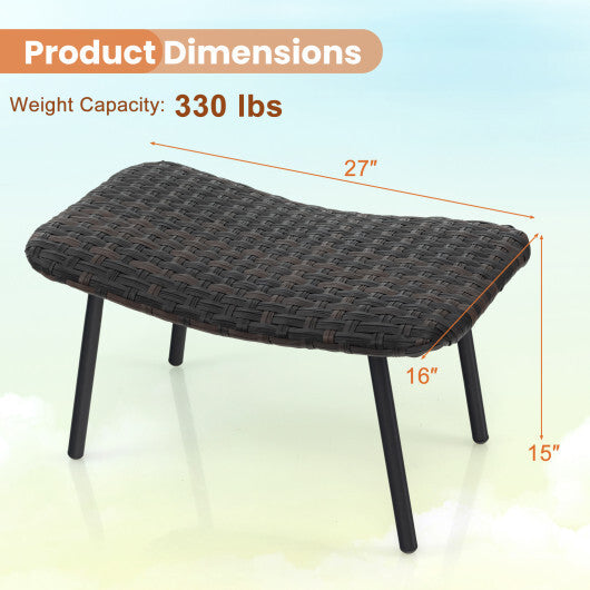 All Weather Outdoor Ottomans Set Patio Footrest Seats Set with Sturdy Metal Legs -Brown LuxuryLifeWay Online Store