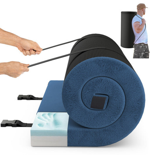 Foldable Camping Mattress with High density foam Cushion and Anti-slip Bottom-Navy