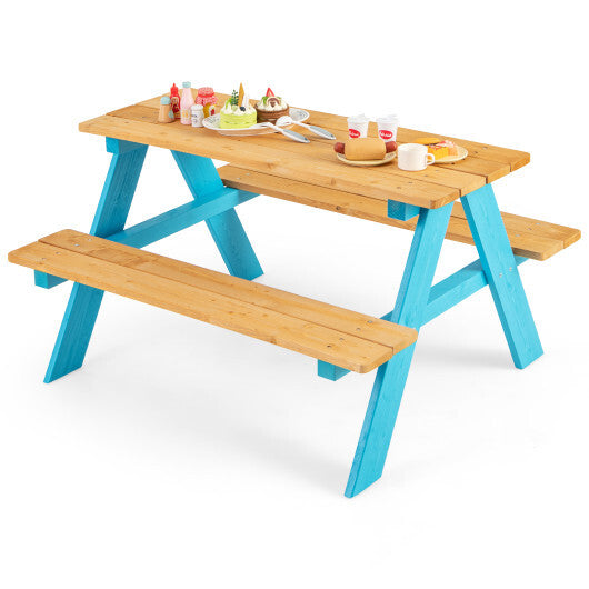 Children Outdoor Wooden Table with Bench Seats for Indoor and Outdoor Use-Natural LuxuryLifeWay Online Store
