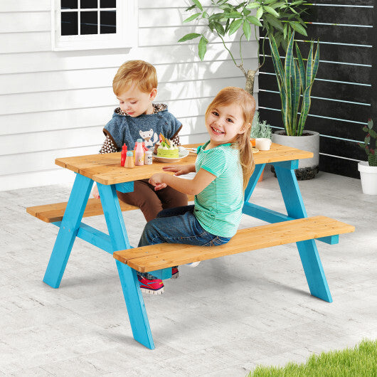 Children Outdoor Wooden Table with Bench Seats for Indoor and Outdoor Use-Natural LuxuryLifeWay Online Store