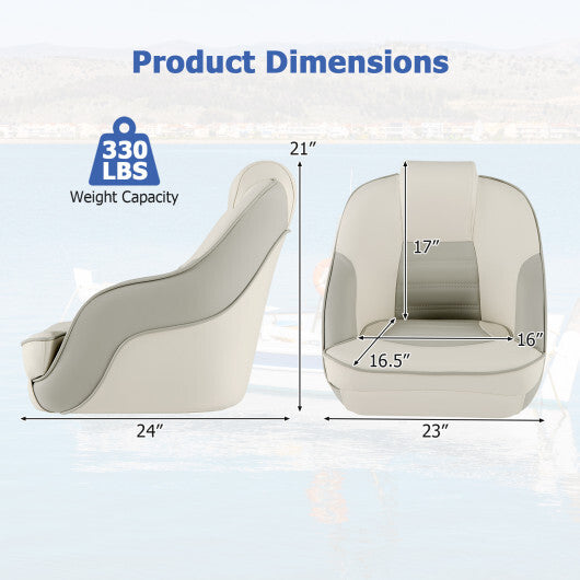 Captain Bucket Seat with Waterproof PVC Leather for Boat Sightseeing-White