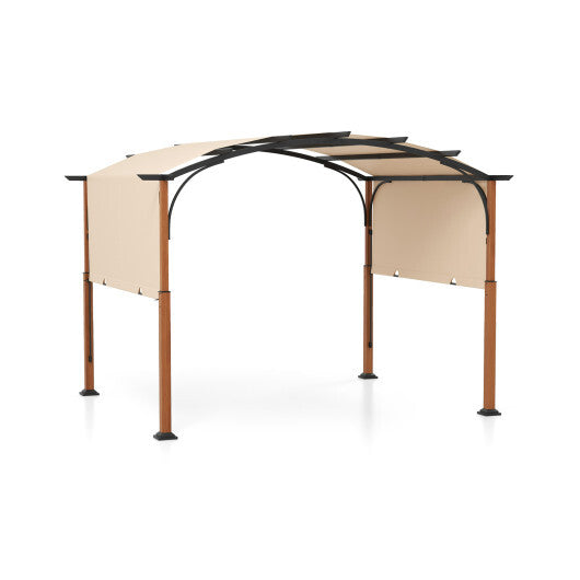 10 x 12 FT Outdoor Retractable Pergola with Retractable Canopy for Patio-Beige LuxuryLifeWay Online Store