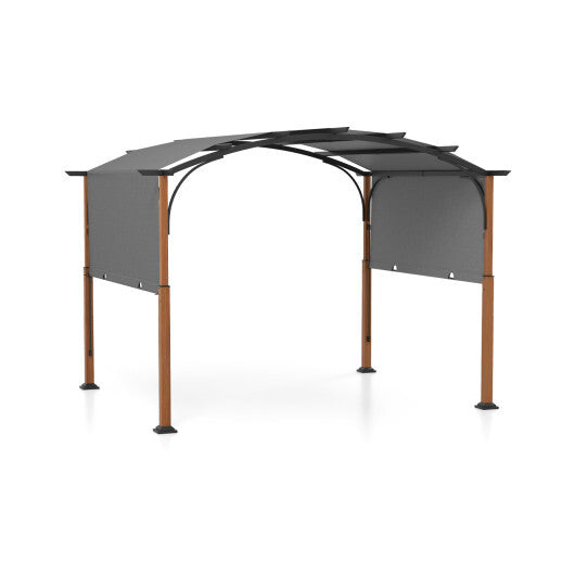 10 x 12 FT Outdoor Retractable Pergola with Retractable Canopy for Patio-Beige LuxuryLifeWay Online Store