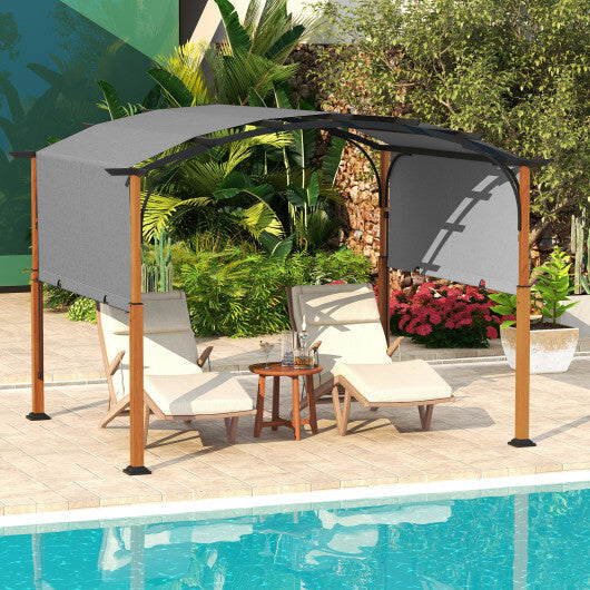 10 x 12 FT Outdoor Retractable Pergola with Retractable Canopy for Patio-Beige LuxuryLifeWay Online Store
