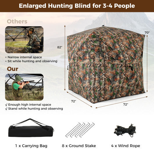 82 Inch Tall Hunting Blind 270? One Way See Through Ground Tent for 3-4 People LuxuryLifeWay Online Store