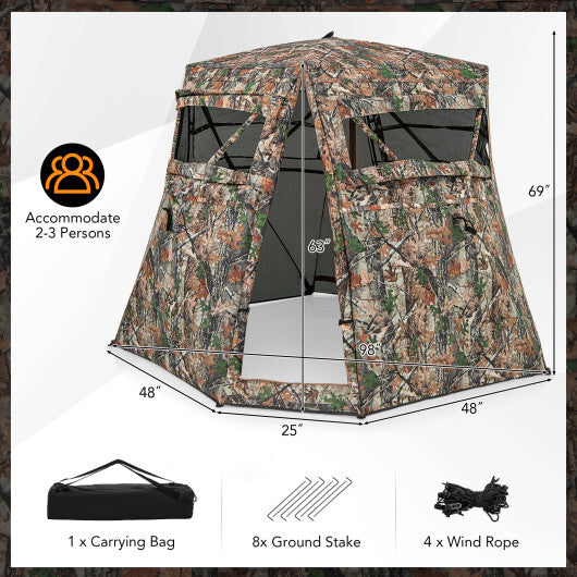 360? One Way See Through Ground Hunting Blind for Deer and Turkey Hunting - Color: Camouflage LuxuryLifeWay Online Store