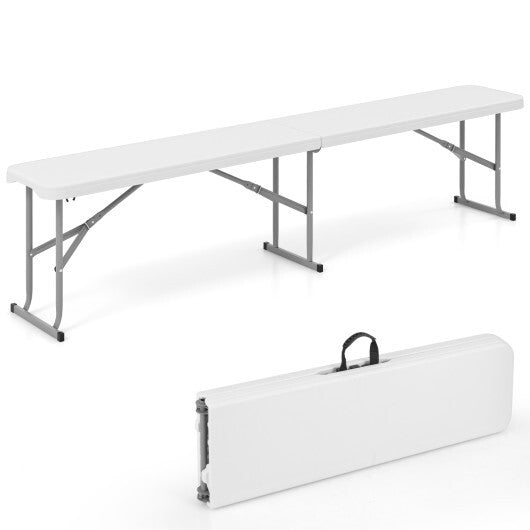 6 Feet Plastic Folding Bench Picnic Camping Dining Seat with Carrying Handle-White - Color: White - Size: 6 ft LuxuryLifeWay Online Store