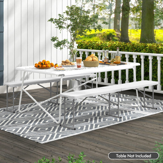 6 Feet Plastic Folding Bench Picnic Camping Dining Seat with Carrying Handle-White - Color: White - Size: 6 ft LuxuryLifeWay Online Store