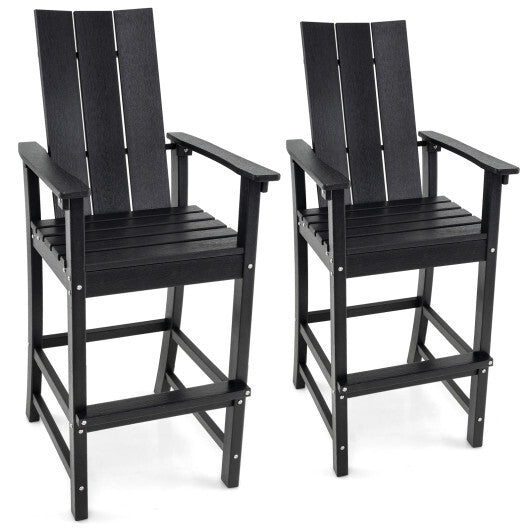 Tall Adirondack Chair Outdoor Bar Stool with Ergonomic Backrest for Backyard-Blue LuxuryLifeWay Online Store
