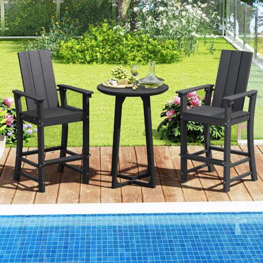 Tall Adirondack Chair Outdoor Bar Stool with Ergonomic Backrest for Backyard-Blue LuxuryLifeWay Online Store