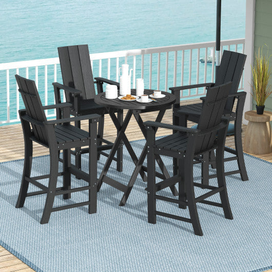 Tall Adirondack Chair Outdoor Bar Stool with Ergonomic Backrest for Backyard-Blue LuxuryLifeWay Online Store