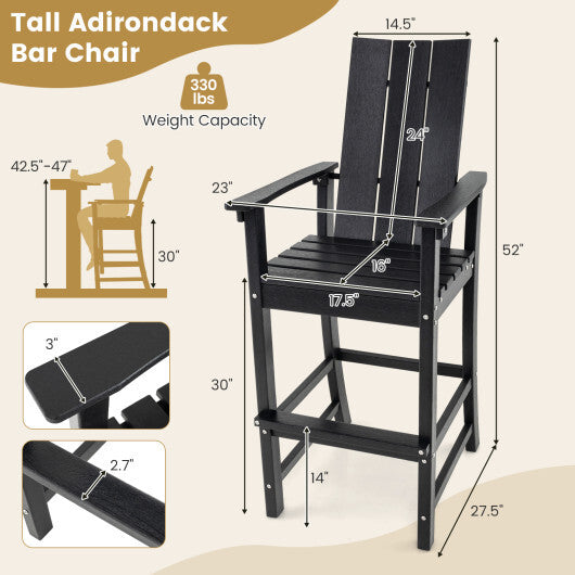 Tall Adirondack Chair Outdoor Bar Stool with Ergonomic Backrest for Backyard-Blue LuxuryLifeWay Online Store