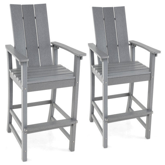Tall Adirondack Chair Outdoor Bar Stool with Ergonomic Backrest for Backyard-Blue LuxuryLifeWay Online Store