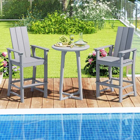 Tall Adirondack Chair Outdoor Bar Stool with Ergonomic Backrest for Backyard-Blue LuxuryLifeWay Online Store