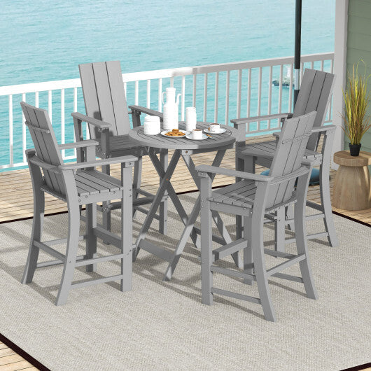 Tall Adirondack Chair Outdoor Bar Stool with Ergonomic Backrest for Backyard-Blue LuxuryLifeWay Online Store