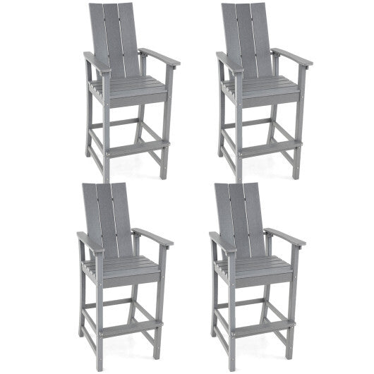 Tall Adirondack Chair Outdoor Bar Stool with Ergonomic Backrest for Backyard-Blue LuxuryLifeWay Online Store