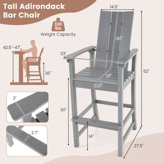 Tall Adirondack Chair Outdoor Bar Stool with Ergonomic Backrest for Backyard-Blue LuxuryLifeWay Online Store