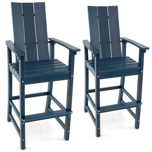 Tall Adirondack Chair Outdoor Bar Stool with Ergonomic Backrest for Backyard-Blue LuxuryLifeWay Online Store