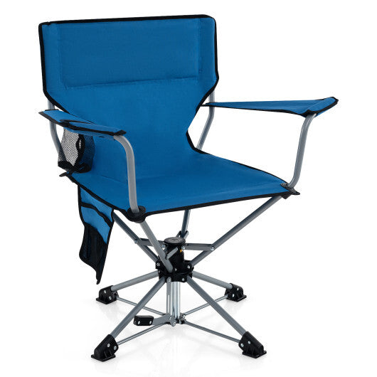 360 Swivel Hunting Chair Portable Foldable Hunting Chair with Mesh Cup Holder and Storage Pockets-Blue LuxuryLifeWay Online Store