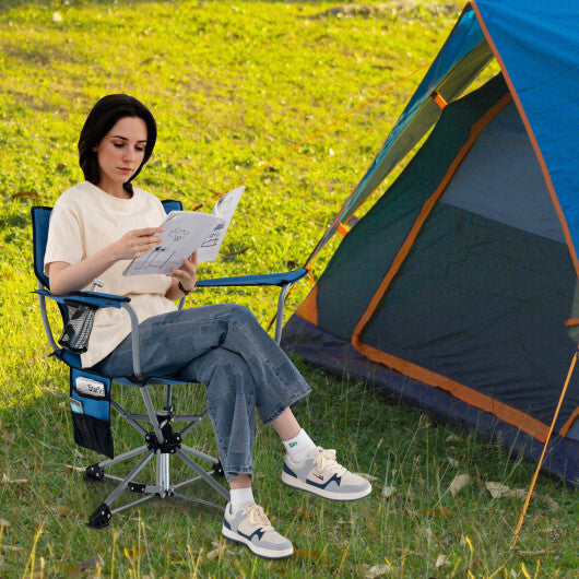 360 Swivel Hunting Chair Portable Foldable Hunting Chair with Mesh Cup Holder and Storage Pockets-Blue LuxuryLifeWay Online Store