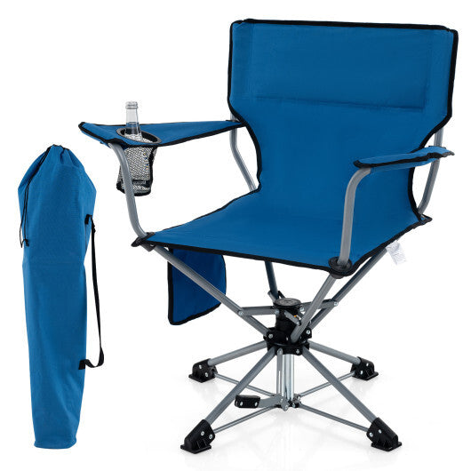 360 Swivel Hunting Chair Portable Foldable Hunting Chair with Mesh Cup Holder and Storage Pockets-Blue LuxuryLifeWay Online Store