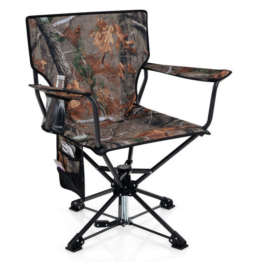 360 Swivel Hunting Chair Portable Foldable Hunting Chair with Mesh Cup Holder and Storage Pockets-Blue LuxuryLifeWay Online Store