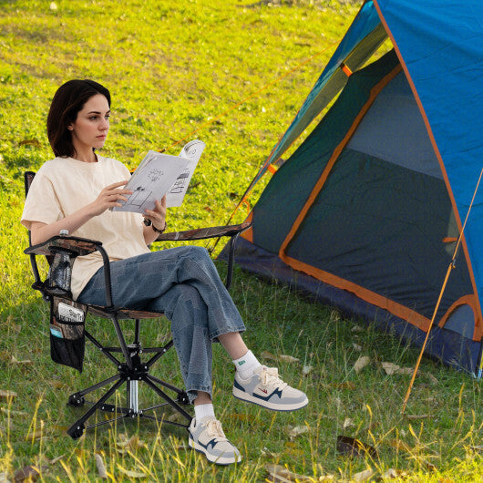 360 Swivel Hunting Chair Portable Foldable Hunting Chair with Mesh Cup Holder and Storage Pockets-Blue LuxuryLifeWay Online Store