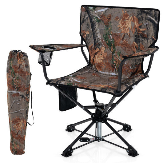 360 Swivel Hunting Chair Portable Foldable Hunting Chair with Mesh Cup Holder and Storage Pockets-Blue LuxuryLifeWay Online Store